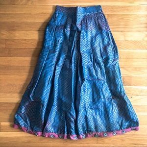 Vintage Metallic Blue Pink Sequin Indian Skirt